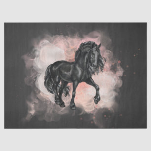 Black Friesian Horse Decoupage Tissue Paper
