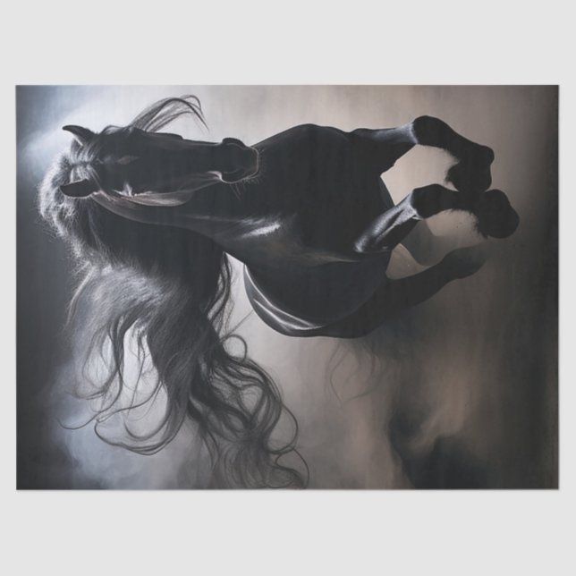 Black Friesian Horse Decoupage Tissue Paper (Front)