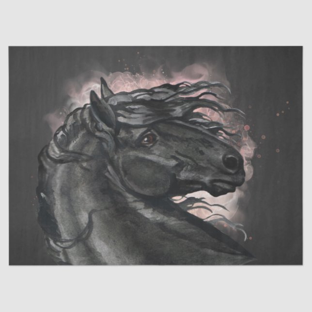 Black Friesian Horse Decoupage Tissue Paper (Front)