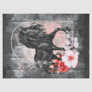 Black Friesian Horse Decoupage Tissue Paper