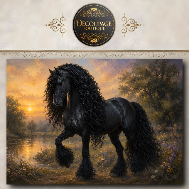 Black Friesian Horse Sunset Tissue Paper (Black Friesian Horse Sunset Tissue Paper)