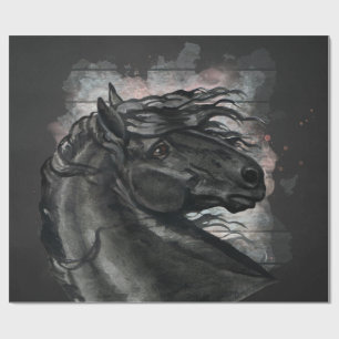 Black Friesian Horse Wrapping Paper