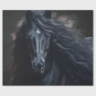 Black Friesian Horse Wrapping Paper