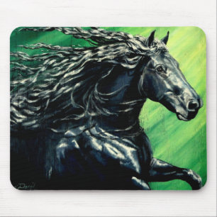 Black Friesian Stalliion Mouse Pad