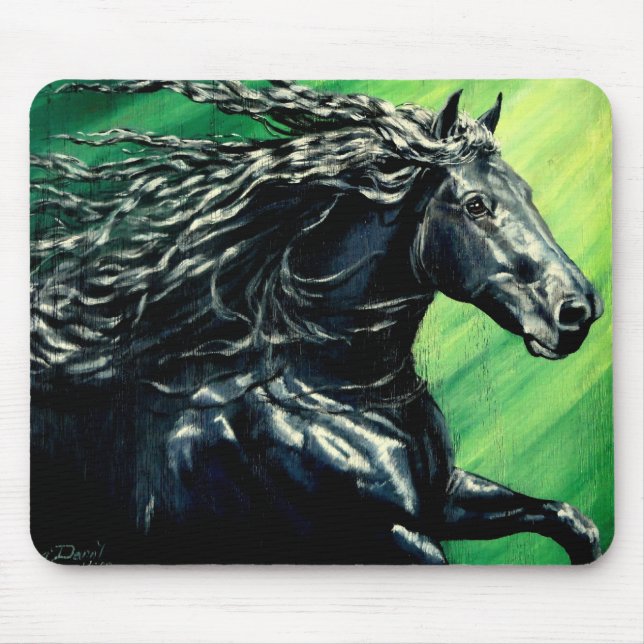 Black Friesian Stalliion Mouse Pad (Front)