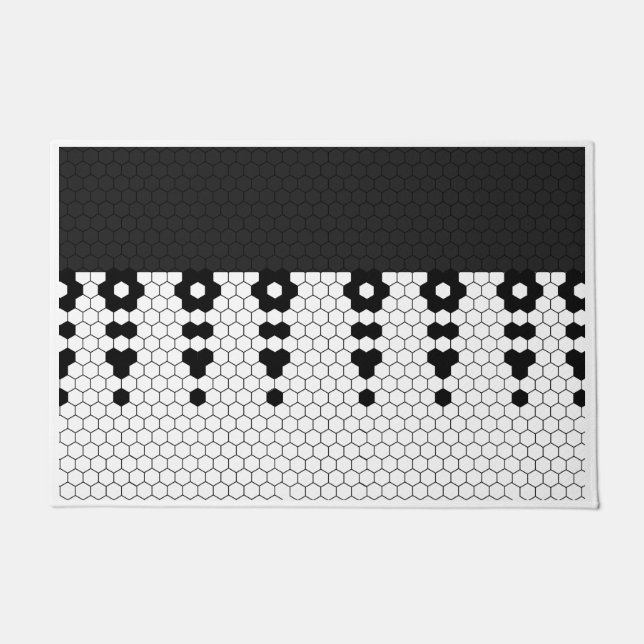 Black Fringe Tile Design Doormat (Front)