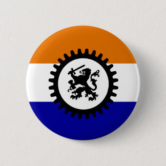 Black front orange blank blue 6 cm round badge