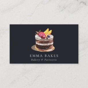 BLACK FRUIT FLORAL CAKE PATISSERIE CUPCAKE BAKERY BUSINESS CARD