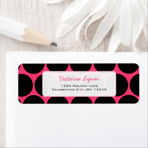 Black & Fuchsi Whimsical Dots Return Address Label