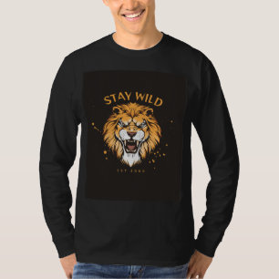 Black full sleeves t-shirt design with lion face