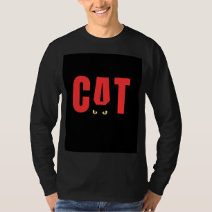 Black full T-shirt with cat design
