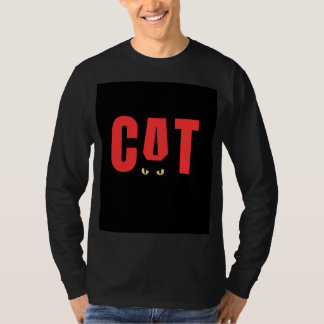 Black full T-shirt with cat design