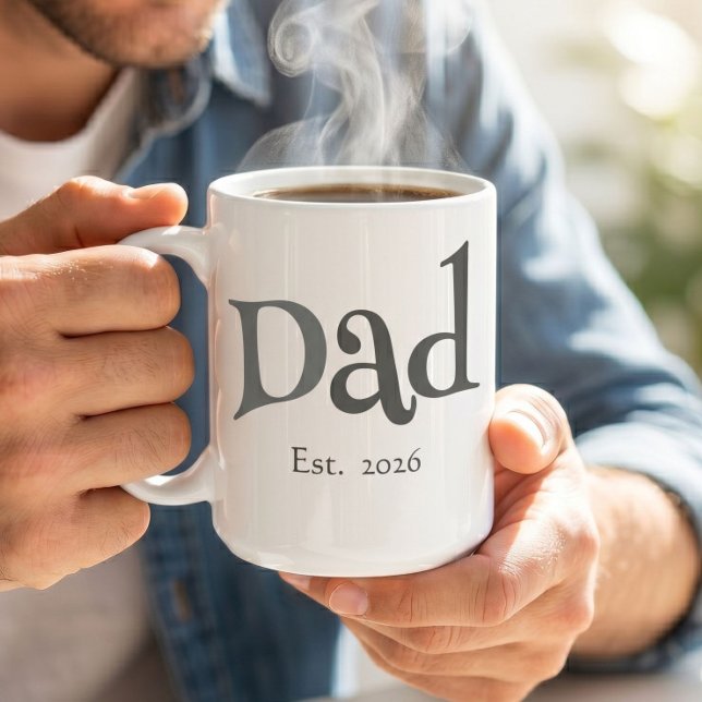 Black Fun Bold Simple Dad Established New Dad Coffee Mug (Creator Uploaded)