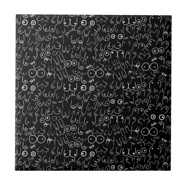 black fun minimalist ceramic tile (Front)