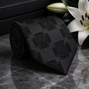 Black Funeral Medallion Tie