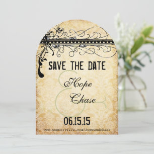 Black Funky Damask Swirls Wedding Save the Date
