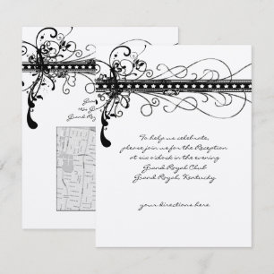 Black Funky Elegant Swirls Wedding Invitation