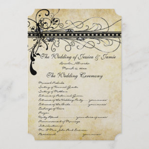 Black Funky Elegant Swirls Wedding Program
