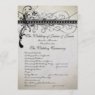 Black Funky Stines Lights Swirls Wedding Program