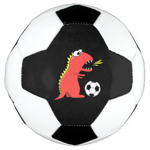 Black Funny Cartoon Dinosaur Soccer Ball