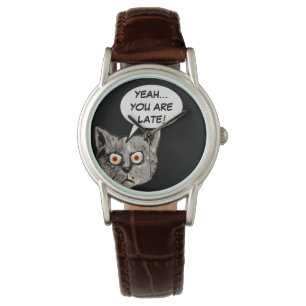 black funny cat speech balloon watch