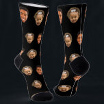 Black Funny Custom 2 Face Photo Mum Socks<br><div class="desc">Funny personalised 2 face photo crew socks for moms. To use a cutout of your son or daughter's face like in the example,  the background must be transparent and the file format a png. You can download any mobile or computer app,  or use the program named Canva or Photoshop.</div>