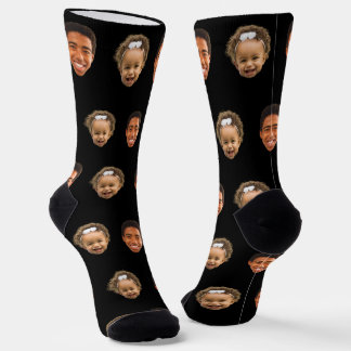 Black Funny Custom 2 Face Photo Mum Socks