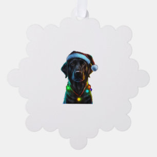 Black Funny dog Christmas Santa Hat lights tree Decoration Card