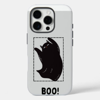 Black Funny Halloween's Cat Ghost iPhone 16 case