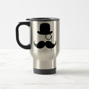 Black Funny Handlebar Moustache Man Travel Mug