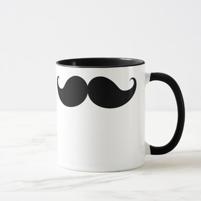 Black Funny Handlebar Moustache Moustache Stache Mug (Right)