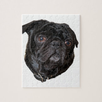 Black Funny Pug Jigsaw Puzzle