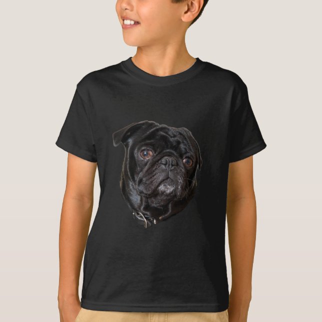 Black Funny Pug T-Shirt (Front)
