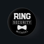 Black Funny Ring Security Wedding Favour Kid 3 Cm Round Badge<br><div class="desc">This cute wedding pin makes the perfect accessory for your ring security on your wedding day! It features an illustration of a bow tie with the caption "Ring Security". This pin can be easily customised with your name.</div>
