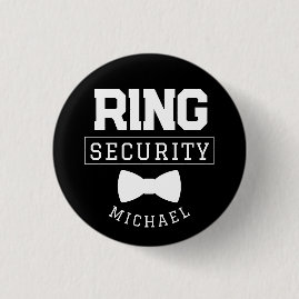 Black Funny Ring Security Wedding Favour Kid 3 Cm Round Badge