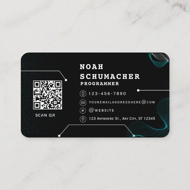 Black Futuristic Modern Programmer Business Card (Back)
