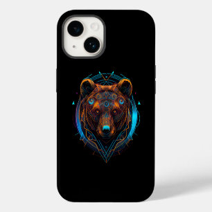 Black Futuristic Neon Bear iPhone 14 Case
