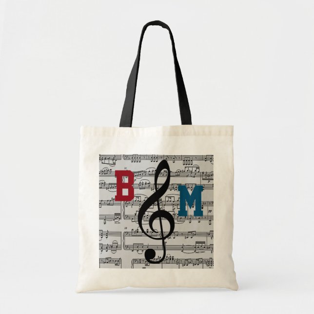 black G clef musical notes Tote Bag (Front)
