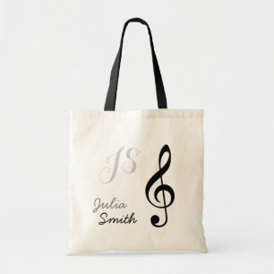 black g-clef note personalised-and-stylish tote bag