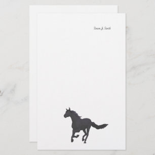 Black Galloping Horse Stationery