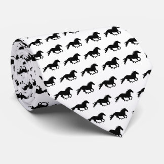 Black Galloping Horse | White Tie
