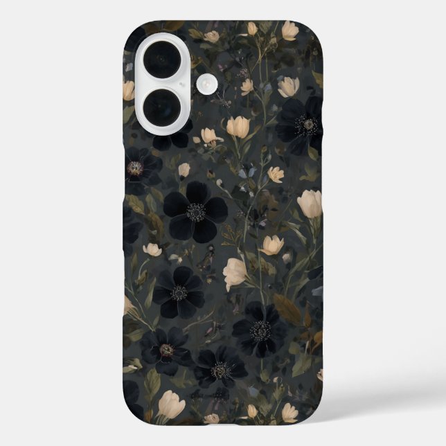 black Garden Flowers Wildflower Spring Meadow Case-Mate iPhone Case (Back)
