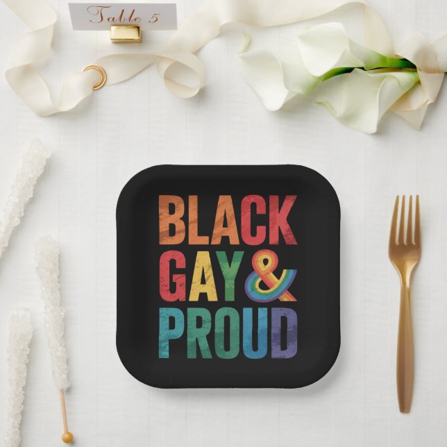 Black Gay and Proud LGBTQ Black Queers Paper Plate (Wedding)