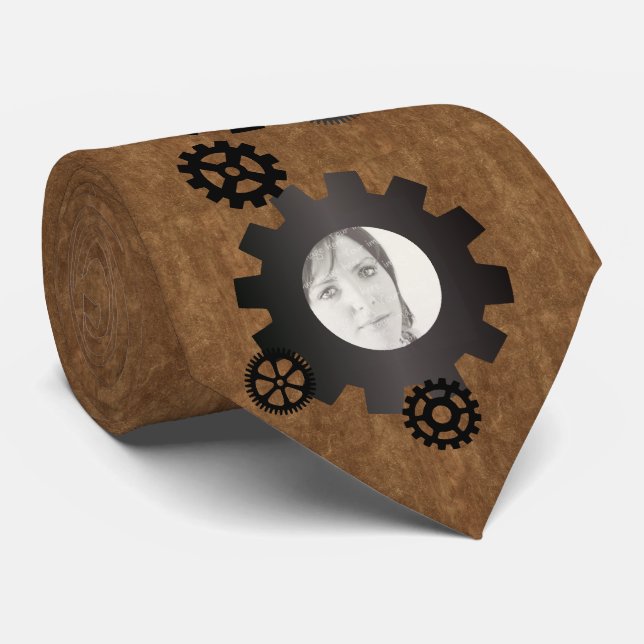 Black Gears Photo Tie (Rolled)