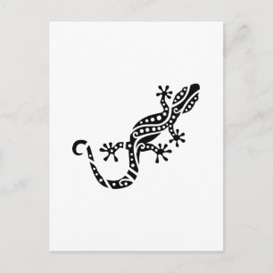 Black gecko design postcard