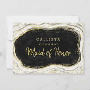 Black Geode Be My Maid of Honour Proposal Card