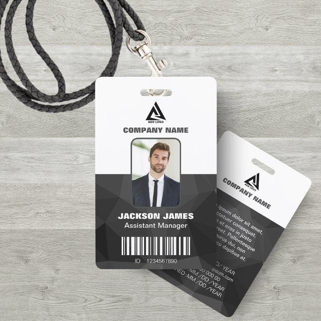 Black Geometric and white Company Security ID Card ID Badge (Creator Uploaded)