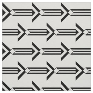Black Geometric Arrows on White Fabric