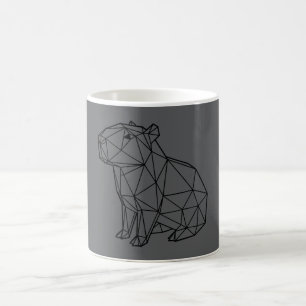 Black Geometric Capybara Origami Style Coffee Mug