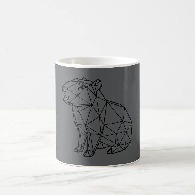 Black Geometric Capybara Origami Style Coffee Mug (Center)